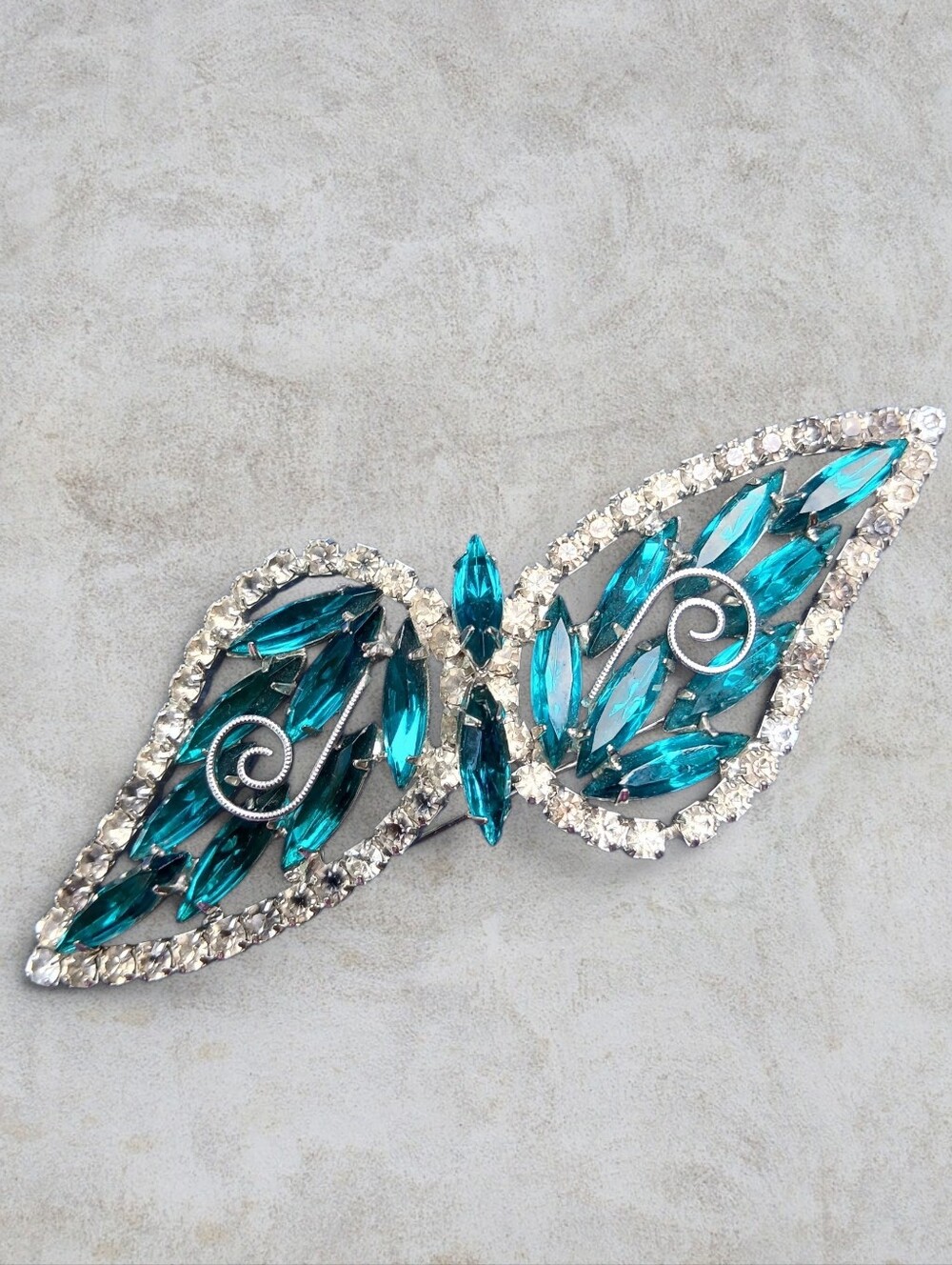 *Confirmed* JULIANA Teal Clear Swarovski Rhinestones Vintahe Brooch